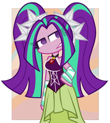 Size: 1800x2000 | Tagged: safe, artist:scridley-arts, derpibooru import, aria blaze, equestria girls, g4, bare shoulders, clothes, female, hand on hip, jewelry, necklace, pigtails, sleeveless, solo