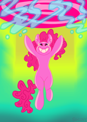 Size: 1500x2101 | Tagged: safe, artist:shiiiny, derpibooru import, pinkie pie, earth pony, pony, g4, ear fluff, ears, female, floating, grin, mare, smile hd, smiling, solo, spirit bomb, wide eyes