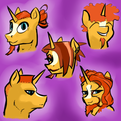 Size: 3000x3000 | Tagged: safe, artist:fumalunga, derpibooru import, sunburst, pony, unicorn, blaze (coat marking), coat markings, facial hair, facial markings, goatee, high res, lipstick, long mane, looking at you, male, smiling, solo, stallion