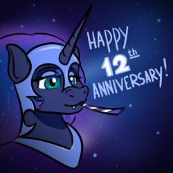 Size: 2000x2000 | Tagged: safe, artist:oldman, derpibooru import, nightmare moon, princess luna, alicorn, pony, armor, mlp fim's twelfth anniversary, space