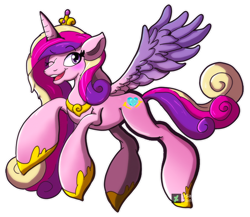 Size: 978x847 | Tagged: safe, artist:sawcraft1, derpibooru import, princess cadance, alicorn, pony, female, one eye closed, open mouth, open smile, simple background, smiling, solo, transparent background, wink