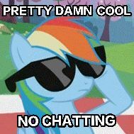 Size: 189x189 | Tagged: safe, derpibooru import, edit, edited screencap, screencap, rainbow dash, pegasus, lesson zero, cool, female, meme, solo, sunglasses, text