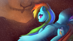 Size: 4100x2300 | Tagged: safe, artist:auroriia, derpibooru import, rainbow dash, pegasus, pony, an-225, cloud, commission, cutie mark, female, flying, high res, looking back, mare, rain, sky