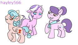 Size: 2250x1320 | Tagged: safe, artist:hayley566, derpibooru import, cozy glow, diamond tiara, suri polomare, earth pony, pegasus, unicorn, race swap, simple background, transparent background, trio