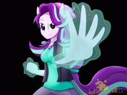 Size: 2732x2048 | Tagged: safe, artist:lordshrekzilla20, derpibooru import, starlight glimmer, human, equestria girls, clothes, female, glowing hands, magic, magical geodes, ponied up, solo