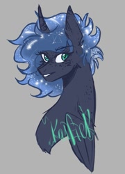 Size: 777x1080 | Tagged: safe, artist:kaifeather, derpibooru import, princess luna, alicorn, pony, cute, short hair, solo