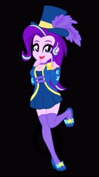 Size: 2736x4846 | Tagged: safe, artist:sarahthefox97, artist:yaya54320bases, derpibooru import, starlight glimmer, equestria girls, black background, breasts, cleavage, clothes, female, hat, simple background, solo, top hat