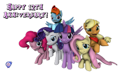 Size: 3840x2160 | Tagged: safe, artist:rainsstudio, derpibooru import, applejack, fluttershy, pinkie pie, rainbow dash, rarity, twilight sparkle, alicorn, earth pony, pegasus, pony, unicorn, 3d, crouching, flying, folded wings, horn, lying down, mane six, mlp fim's twelfth anniversary, palindrome get, raised leg, rearing, revamped ponies, simple background, source filmmaker, spread wings, transparent background, wings