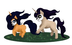 Size: 4000x2500 | Tagged: safe, artist:loopina, derpibooru import, oc, oc:skull amor, oc:skull rose, unicorn, child play, cute, dia de los muertos, duo, female, filly, foal, happy, mexico, run, siblings, simple background, sisters, transparent background