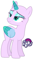 Size: 1452x2640 | Tagged: safe, artist:emperor-anri, derpibooru import, oc, oc only, alicorn, pony, alicorn oc, bald, base, bedroom eyes, eyelashes, female, horn, looking back, makeup, mare, simple background, solo, transparent background, wings