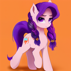 Size: 1024x1024 | Tagged: safe, derpibooru import, generator:stable diffusion, machine learning generated, oc, oc only, earth pony, pony, female, looking at you, mare, not starlight glimmer, smiling, solo, walking