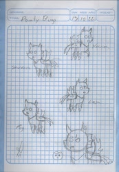 Size: 809x1170 | Tagged: safe, artist:alejandrogmj, derpibooru exclusive, derpibooru import, oc, changeling, pony, changeling oc, graph paper, pointy ponies, spanish, traditional art, unnamed oc