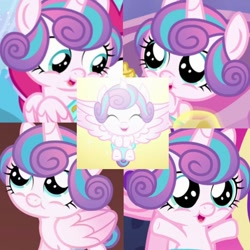 Size: 720x720 | Tagged: safe, derpibooru import, edit, screencap, princess flurry heart, alicorn, pony, a flurry of emotions, best gift ever, the crystalling, the times they are a changeling, baby, baby pony, collage, cute, solo