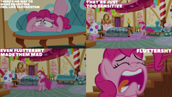 Size: 4400x2475 | Tagged: safe, derpibooru import, edit, edited screencap, editor:quoterific, screencap, gummy, pinkie pie, party pooped