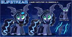 Size: 900x469 | Tagged: safe, artist:starember, derpibooru import, oc, oc:slipstream, earth pony, pony, base used, female, goggles, mare, reference sheet, solo, wing ears, wings