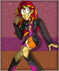 Size: 1005x1202 | Tagged: safe, artist:berriiparfait, derpibooru import, sunset shimmer, equestria girls, clothes, female, smiling, solo