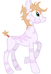 Size: 758x1080 | Tagged: safe, artist:kujivunia, derpibooru import, edit, oc, oc only, oc:pip screw, earth pony, dishevelled, donkey ears, female, simple background, slim, smol, solo, stripes, white background