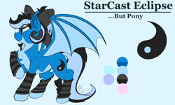 Size: 2500x1500 | Tagged: safe, artist:starcasteclipse, derpibooru import, oc, oc:starcast, bat pony, cutie mark, fangs, female, reference sheet, side view, smiling, solo