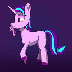 Size: 2000x1998 | Tagged: safe, artist:timcryt, derpibooru import, starlight glimmer, twilight sparkle, twilight sparkle (alicorn), alicorn, pony, unicorn, female, mare, simple background, size difference