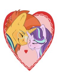 Size: 1280x1638 | Tagged: safe, artist:sam2up, derpibooru import, starlight glimmer, sunburst, pony, unicorn, bust, couple, cute, eyes closed, female, heart, hearts and hooves day, horn, horns are touching, love, male, portrait, shipping, simple background, smiling, starburst, straight, transparent background