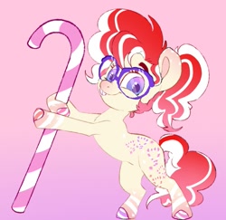 Size: 919x893 | Tagged: safe, artist:woollyart, derpibooru import, twist, earth pony, pony, g4, alternate cutie mark, bipedal, bipedal leaning, colored hooves, female, filly, foal, glasses, leaning, looking at you, redesign, simple background, smiling, solo