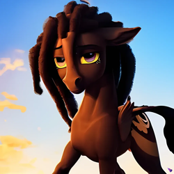 Size: 1024x1024 | Tagged: safe, derpibooru import, generator:purplesmart.ai, generator:stable diffusion, machine learning generated, oc, oc:cliff stoudemire, oc:cocoa shea, pegasus, pony, fanfic:it's complicated, dreadlocks, fanfic art