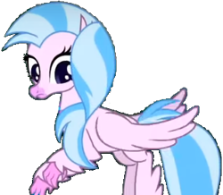 Size: 320x279 | Tagged: safe, derpibooru import, edit, edited screencap, screencap, silverstream, classical hippogriff, hippogriff, uprooted, background removed, female, flying, looking to side, looking to the left, mare, pink skin, png, sad, simple background, solo, transparent background