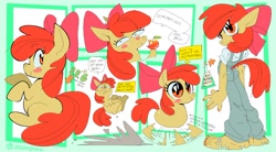 Size: 1480x817 | Tagged: safe, artist:frenzyhare, derpibooru import, apple bloom, anthro, earth pony, pony, barefoot, feet, looking at you, missing shoes, nail polish, smiling, smiling at you, solo, toenail polish, toes