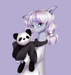 Size: 2044x2160 | Tagged: safe, derpibooru import, bear, earth pony, panda, bone, clothes, female, filly, foal, mare, ponytails, shirt, skeleton