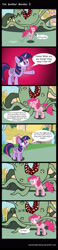 Size: 1024x4387 | Tagged: safe, artist:moonwhisperderpy, derpibooru import, pinkie pie, twilight sparkle, twilight sparkle (alicorn), alicorn, earth pony, pony, comic, dialogue, female, mare, monster, speech bubble