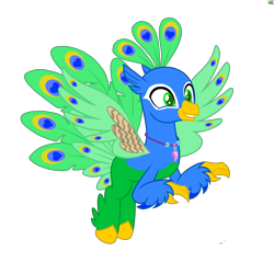 Size: 2200x2200 | Tagged: safe, derpibooru import, oc, oc only, oc:azul ola, bird, hippogriff, peacock, simple background, solo, transparent background