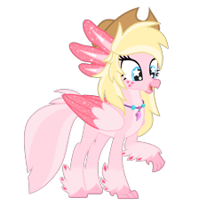 Size: 1700x1900 | Tagged: safe, derpibooru import, oc, oc only, oc:lotl love, hippogriff, axolotl, simple background, solo, starry eyes, transparent background, wingding eyes