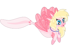 Size: 6000x3900 | Tagged: safe, derpibooru import, oc, oc only, oc:lotl love, hippogriff, seapony (g4), axolotl, simple background, solo, starry eyes, transparent background, wingding eyes