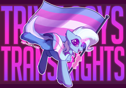 Size: 2202x1545 | Tagged: safe, artist:shepardinthesky, derpibooru import, trixie, pony, unicorn, cute and valid, flag, gender headcanon, mouthpiece, pride, pride flag, solo, trans trixie, transgender, white outline