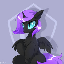 Size: 2125x2125 | Tagged: safe, artist:dk47733833, derpibooru import, oc, oc:nyx, alicorn, pony, chest fluff, female, high res, mare, simple background, solo