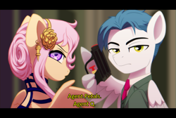 Size: 2860x1920 | Tagged: safe, artist:whitequartztheartist, derpibooru import, oc, oc only, oc:rose wing, oc:white quartz, pegasus, pony, clothes, cosplay, costume, female, loid forger, male, oc x oc, pegasus oc, shipping, spy x family, straight, watergun, wing hands, wings, yor forger