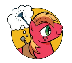 Size: 250x220 | Tagged: safe, derpibooru import, idw, big macintosh, earth pony, pony, comic, cropped, nail, simple background, solo, thinking, thought bubble, transparent background