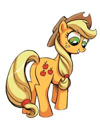 Size: 400x500 | Tagged: safe, derpibooru import, idw, applejack, earth pony, pony, comic, cropped, freckles, hat, simple background, solo, transparent background