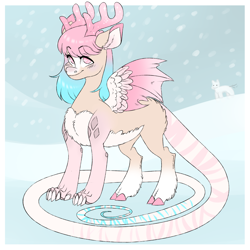 Size: 2000x2000 | Tagged: safe, artist:dozyarts, derpibooru import, oc, oc:dozy, draconequus, female, snow, solo