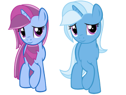 Size: 589x446 | Tagged: safe, artist:magictimeymare12, derpibooru import, star swirl, trixie, pony, unicorn, duo, duo female, female, mare, simple background, transparent background, vector