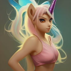 Size: 1600x1600 | Tagged: safe, derpibooru import, machine learning generated, oc, anthro, anthro oc, clothes, human facial structure, nightcafe ai, sports bra