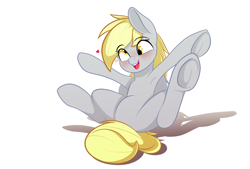 Size: 4000x2700 | Tagged: safe, artist:alexsc112, derpibooru import, derpy hooves, pegasus, pony, blushing, cute, derpabetes, female, floating heart, heart, mare, open mouth, open smile, simple background, smiling, solo, white background