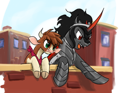 Size: 1543x1189 | Tagged: safe, artist:redahfuhrerking, derpibooru import, arizona cow, king sombra, cow, pony, unicorn, them's fightin' herds, community related, crossover, you seeing this shit