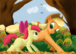 Size: 1700x1202 | Tagged: artist needed, source needed, safe, derpibooru import, apple bloom, applejack, earth pony, apple sisters, siblings, sisters