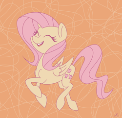 Size: 4500x4343 | Tagged: safe, artist:docwario, derpibooru import, fluttershy, pegasus, pony, abstract background, cute, eyes closed, female, fluttober, mare, open mouth, open smile, shyabetes, smiling, solo