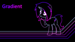 Size: 1920x1080 | Tagged: safe, artist:blacksmile, artist:equestrian_pony, derpibooru import, oc, oc only, oc:gradient, pony, unicorn, gradient, gradient hooves, gradient mane, gradient tail, neon, solo, tail