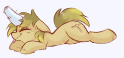 Size: 1461x689 | Tagged: safe, artist:drawtheuniverse, derpibooru import, oc, oc only, earth pony, pony, eyes closed, head pat, lying down, pat, prone, tongue, tongue out