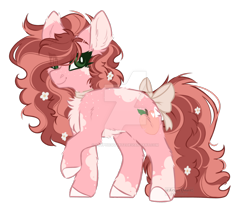 Size: 1280x1071 | Tagged: safe, artist:krypticquartz, derpibooru import, oc, earth pony, pony, bow, deviantart watermark, female, mare, obtrusive watermark, simple background, solo, tail, tail bow, transparent background, watermark