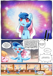 Size: 1240x1754 | Tagged: safe, artist:brony_festiaval, derpibooru import, oc, oc:electronia, oc:lyre wave, comic:electrowave, bipedal, convention, crying, cyrillic, mascot, ocean, qingdao, qingdao brony festival, russian, water