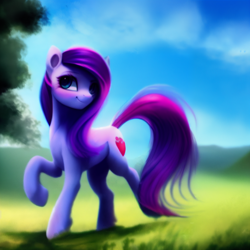 Size: 2048x2048 | Tagged: safe, derpibooru import, editor:siber, generator:purplesmart.ai, generator:stable diffusion, machine learning generated, oc, oc only, earth pony, pony, female, looking at you, mare, raised leg, solo